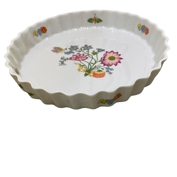 MMA Philippe Deshoulieres porcelain wavy tart dish 9 inch floral made in France - Picture 2 of 5